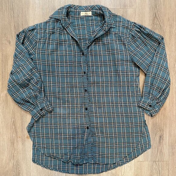 Natural Life Oversized Green Plaid Flannel Button Down - Picture 1 of 3